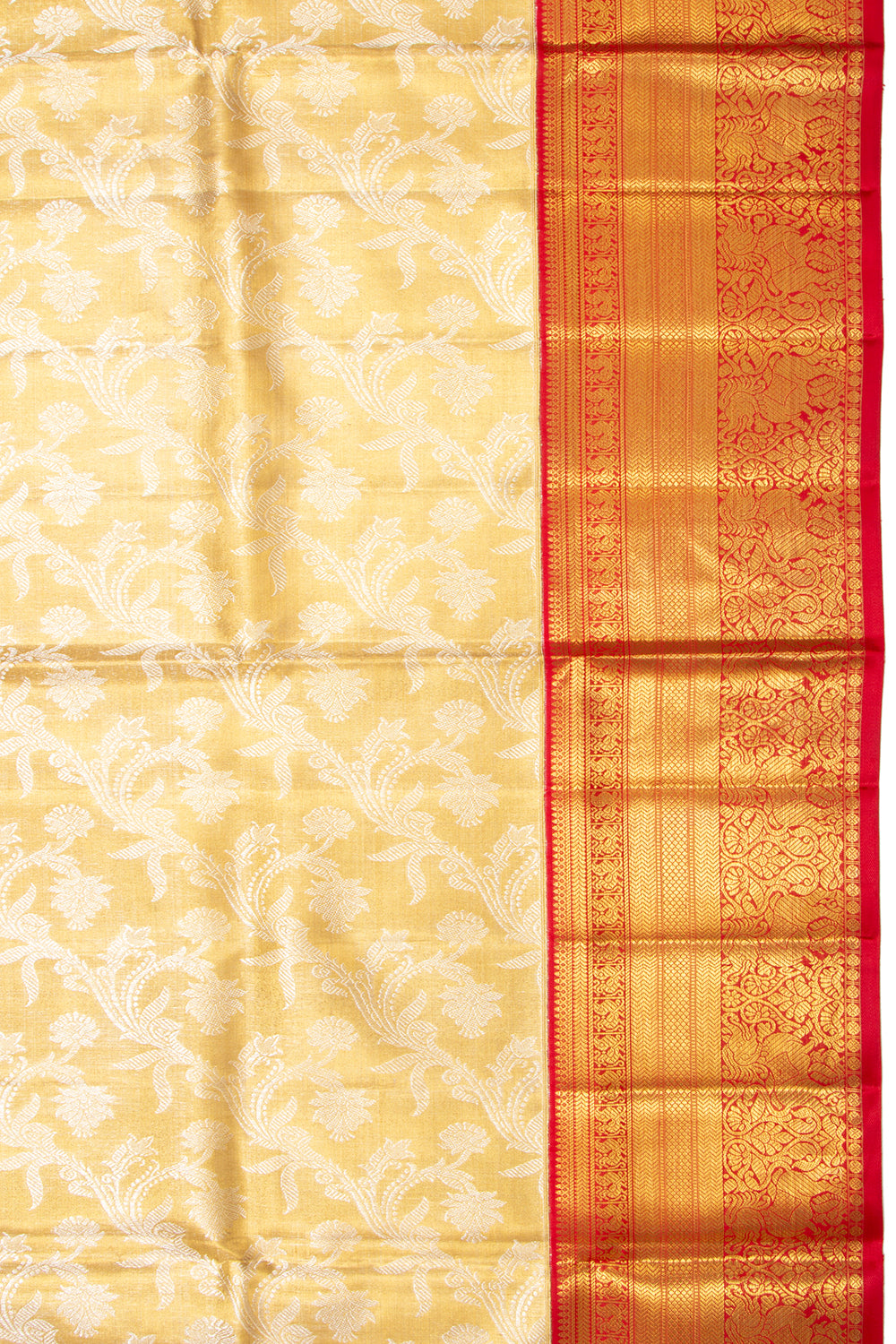 Kanchipuram Silk Tissue Jaal Gold Saree