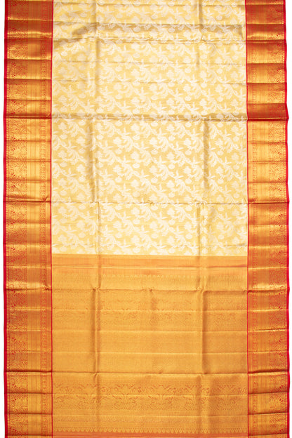 Kanchipuram Silk Tissue Jaal Gold Saree