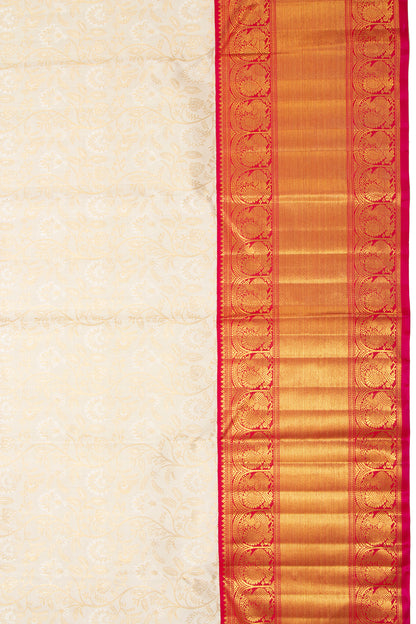 Kanchipuram Silk Jaal Cream Saree