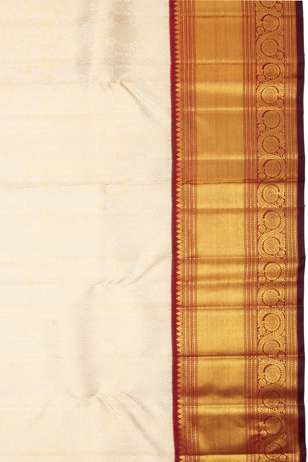 Kanchipuram Silk Brocade Cream Saree