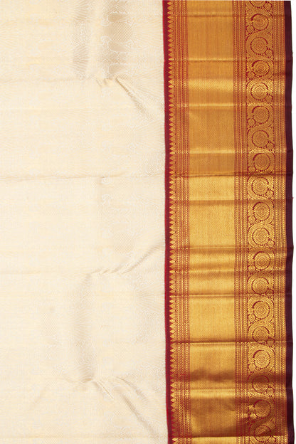 Kanchipuram Silk Brocade Cream Saree
