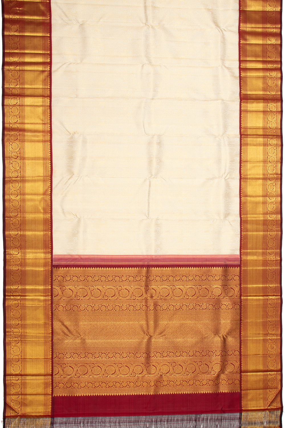 Kanchipuram Silk Brocade Cream Saree