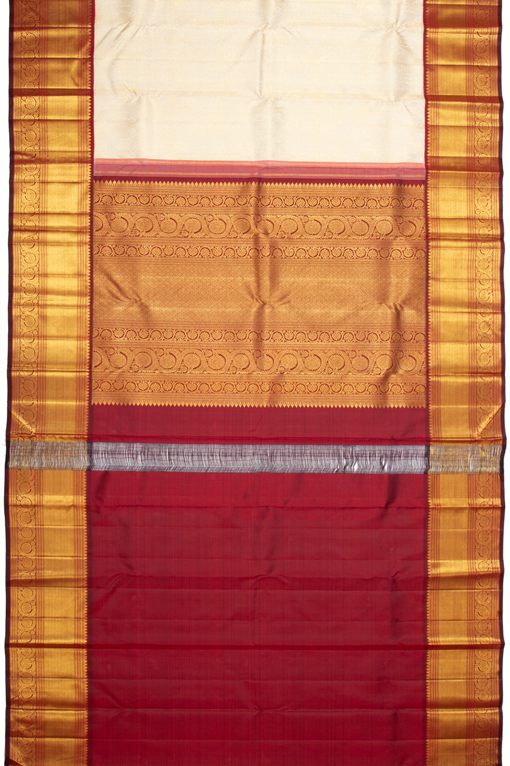 Kanchipuram Silk Brocade Cream Saree