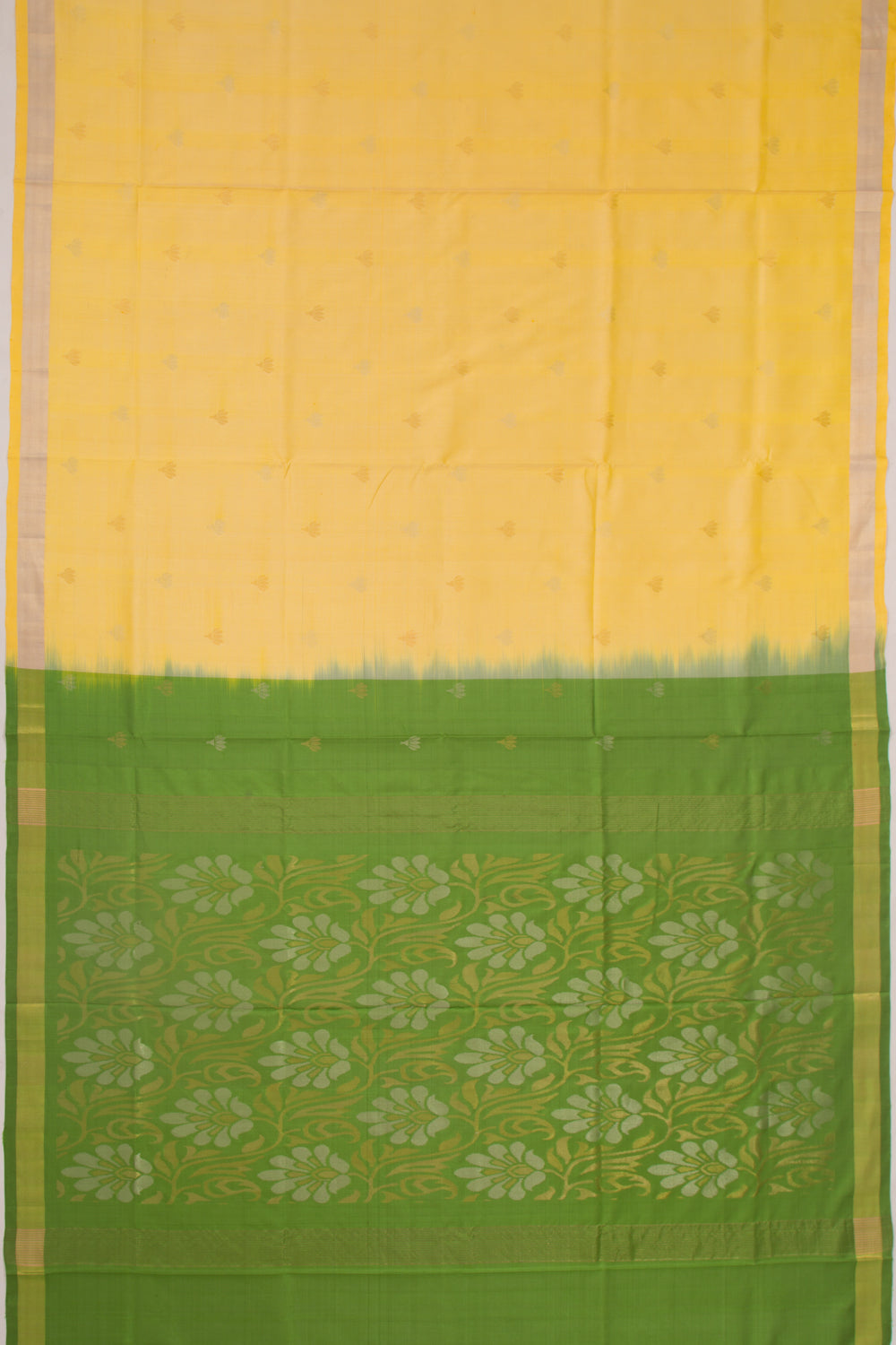 Uppada Silk Butta Lemon Yellow Saree