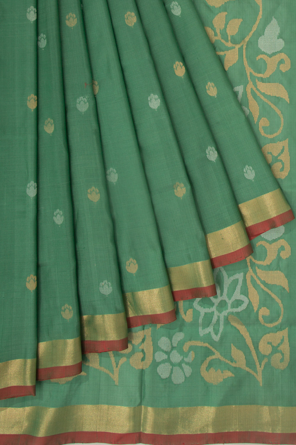 Uppada Silk Butta Green Saree