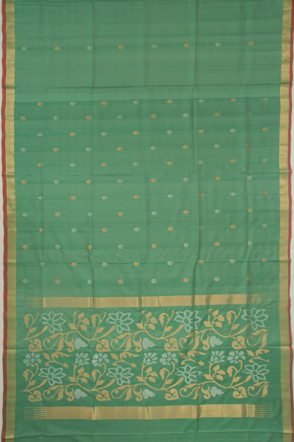 Uppada Silk Butta Green Saree