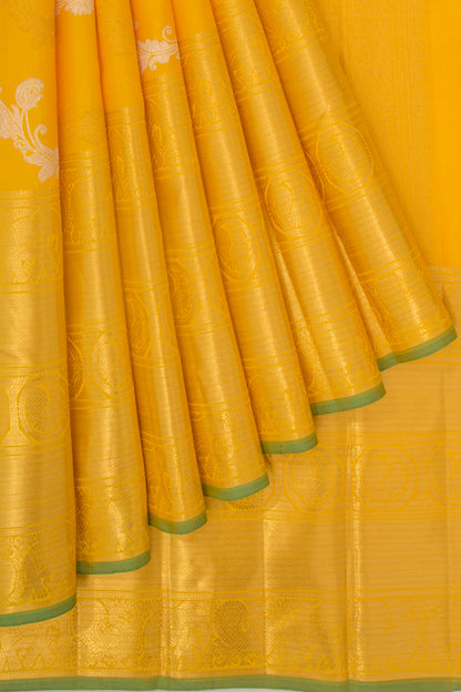 Kanchipuram Silk Jaal Yellow Saree