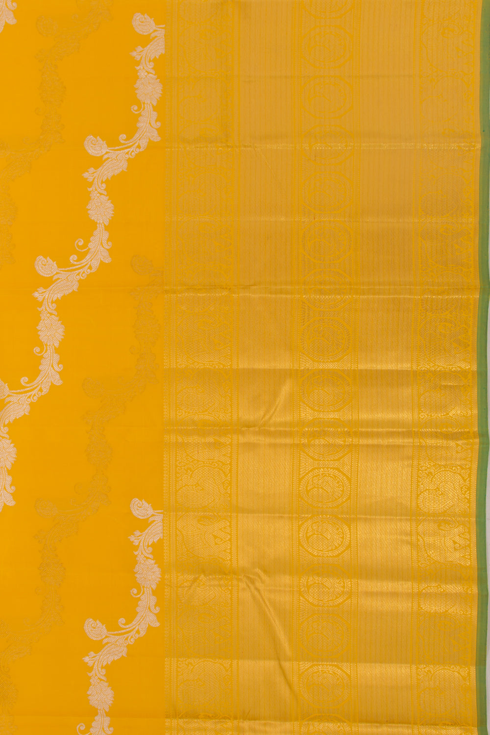 Kanchipuram Silk Jaal Yellow Saree