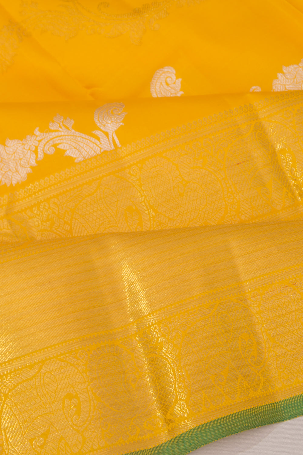 Kanchipuram Silk Jaal Yellow Saree