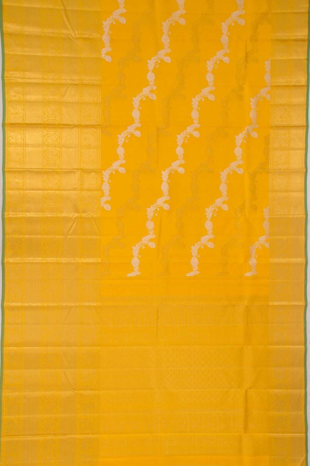Kanchipuram Silk Jaal Yellow Saree
