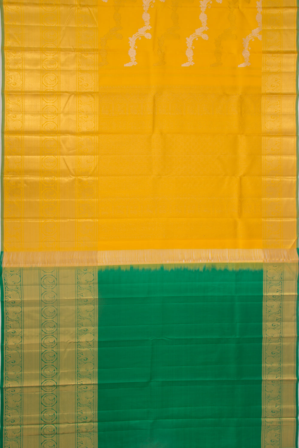 Kanchipuram Silk Jaal Yellow Saree