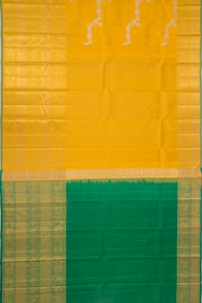 Kanchipuram Silk Jaal Yellow Saree