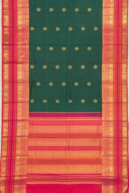 Kanchipuram Silk Butta Bottle Green Saree