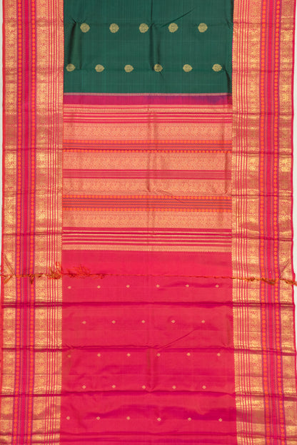 Kanchipuram Silk Butta Bottle Green Saree