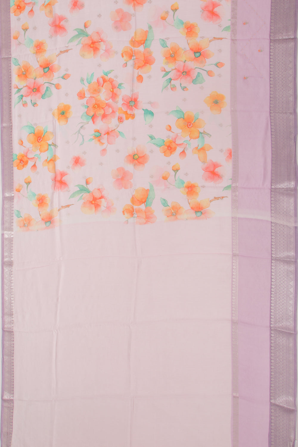 Chanderi Silk Floral Printed And Butta Lavender Saree