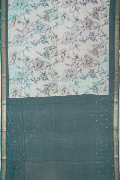 Chanderi Silk Floral Printed Pastel Green Saree