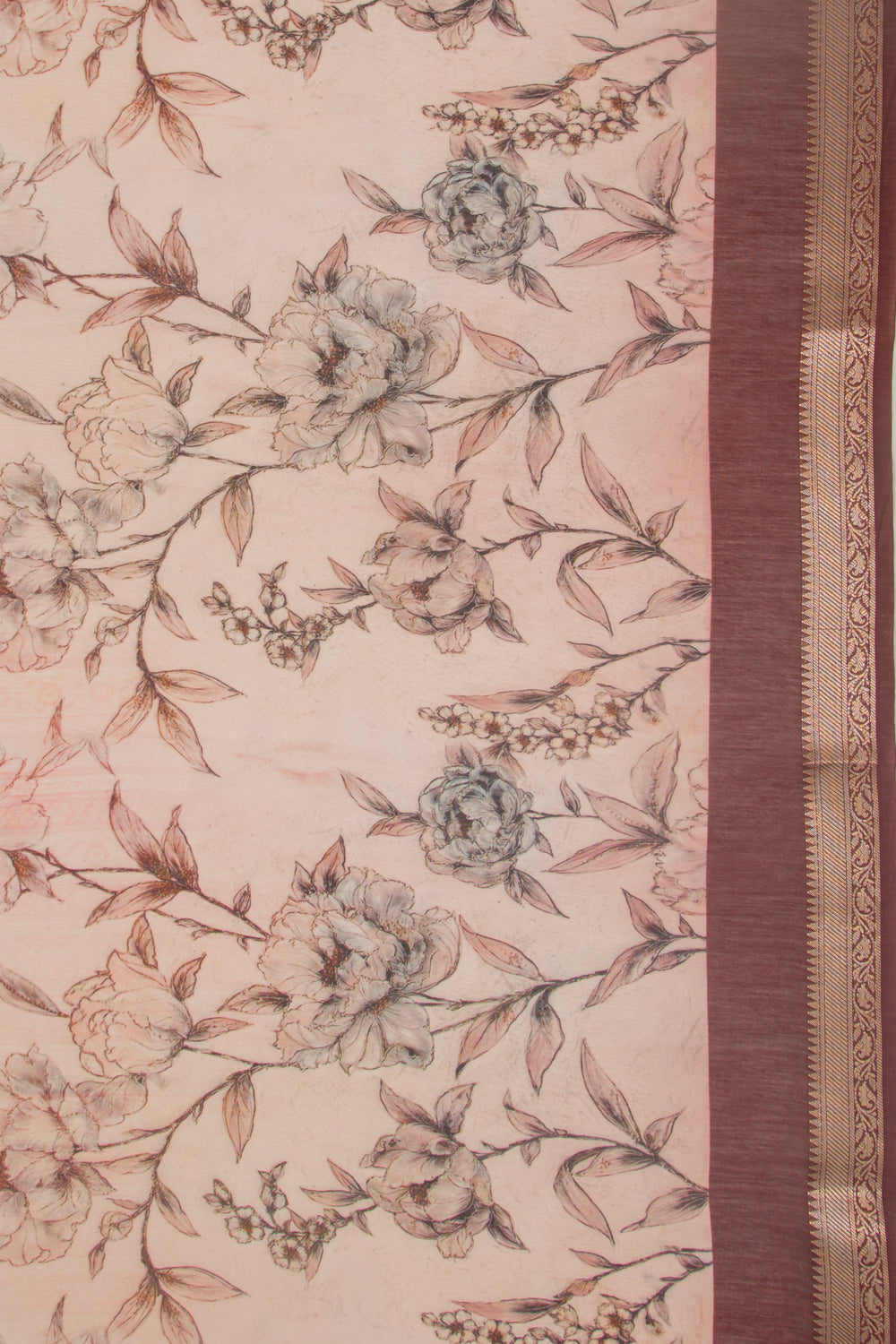 Chanderi Silk Floral Printed Peach Saree