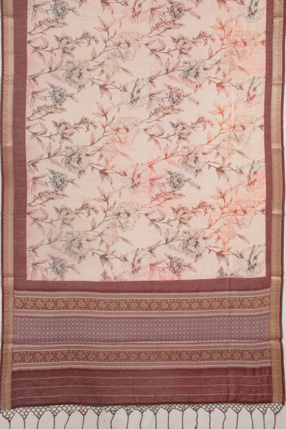 Chanderi Silk Floral Printed Peach Saree