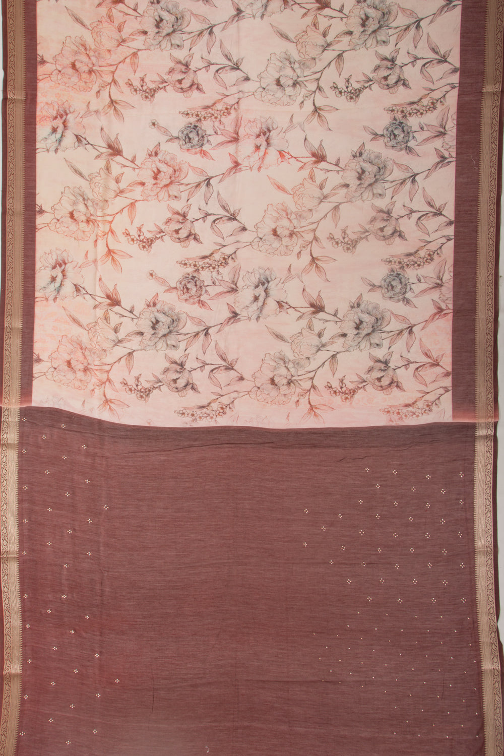 Chanderi Silk Floral Printed Peach Saree