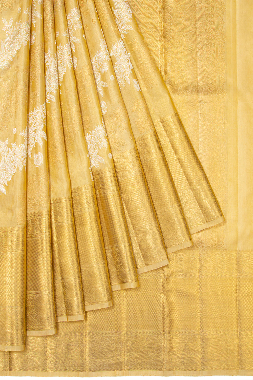 Kanchipuram Silk Tissue Jaal Gold Saree