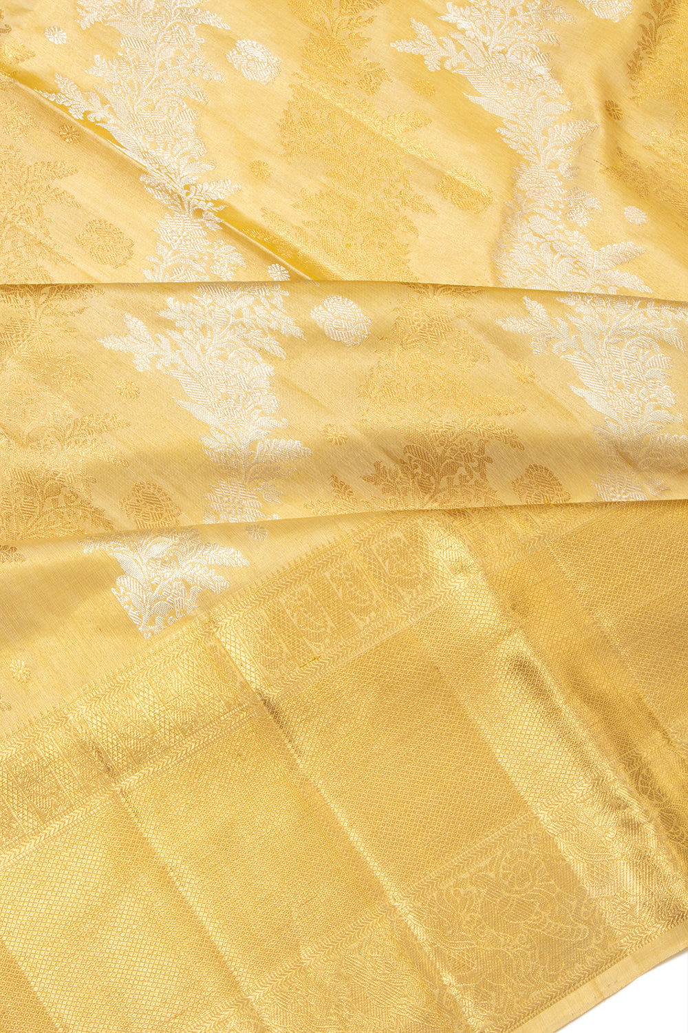 Kanchipuram Silk Tissue Jaal Gold Saree