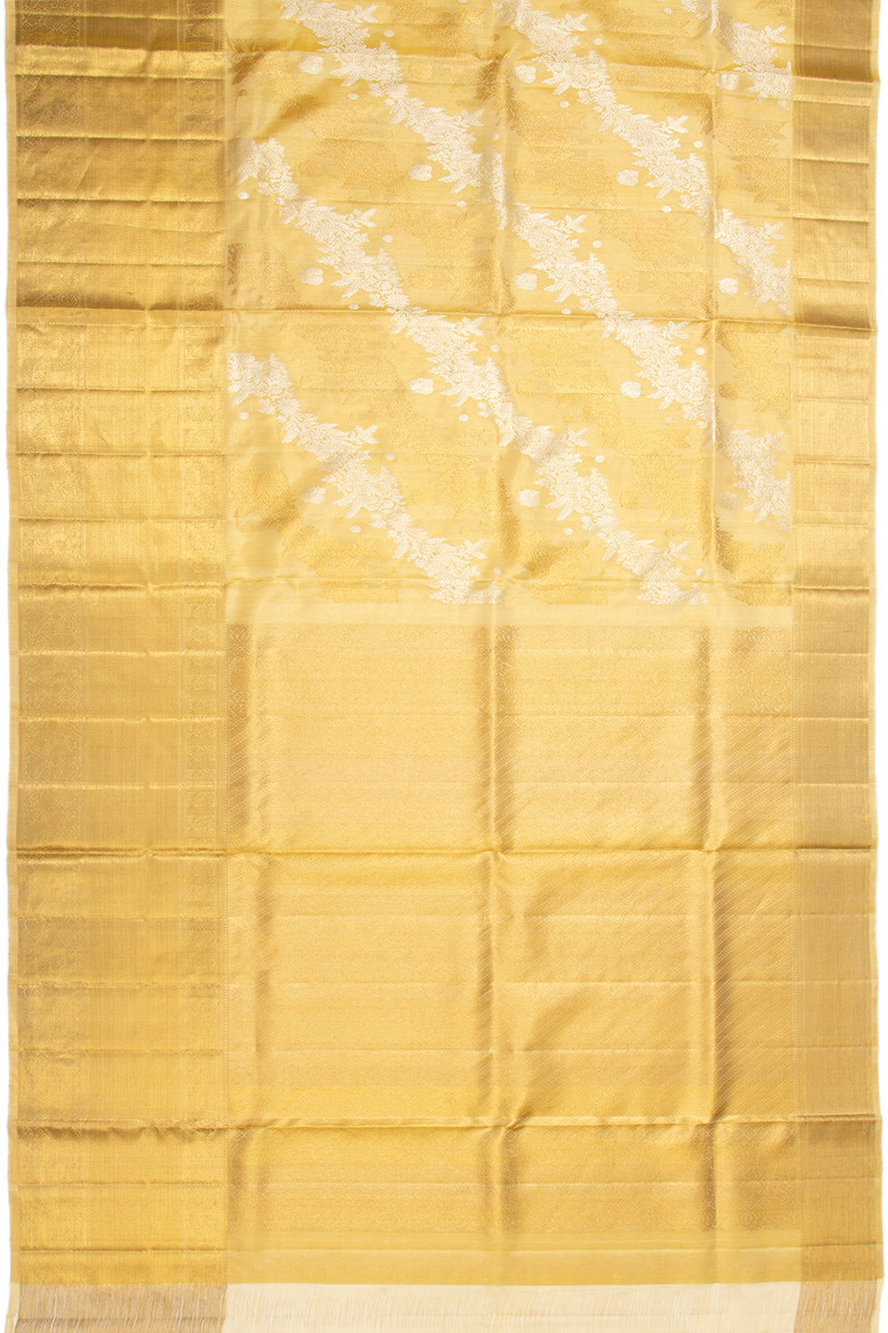 Kanchipuram Silk Tissue Jaal Gold Saree