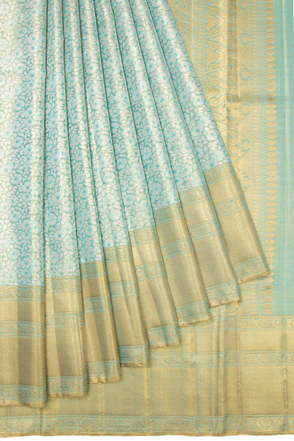 Kanchipuram Silk Tissue Brocade Sky Blue Saree