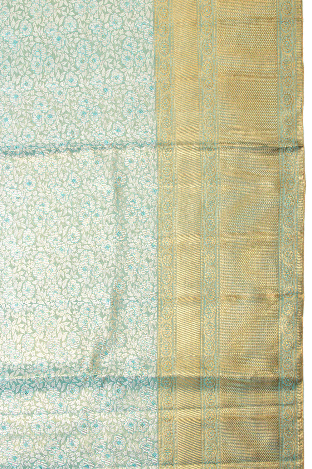 Kanchipuram Silk Tissue Brocade Sky Blue Saree