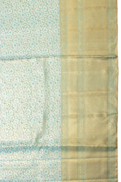 Kanchipuram Silk Tissue Brocade Sky Blue Saree
