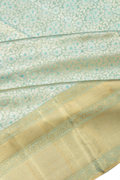 Kanchipuram Silk Tissue Brocade Sky Blue Saree