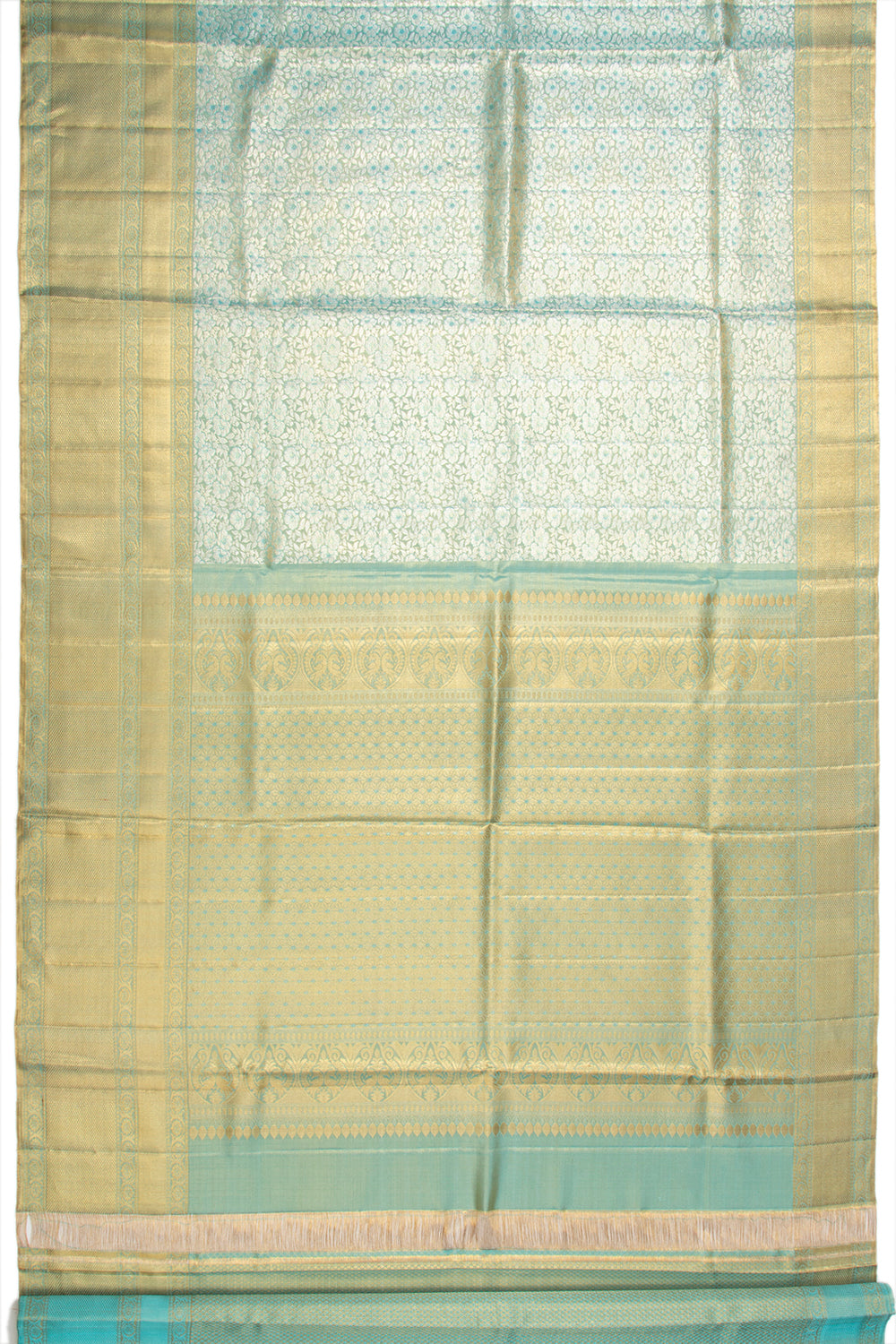 Kanchipuram Silk Tissue Brocade Sky Blue Saree