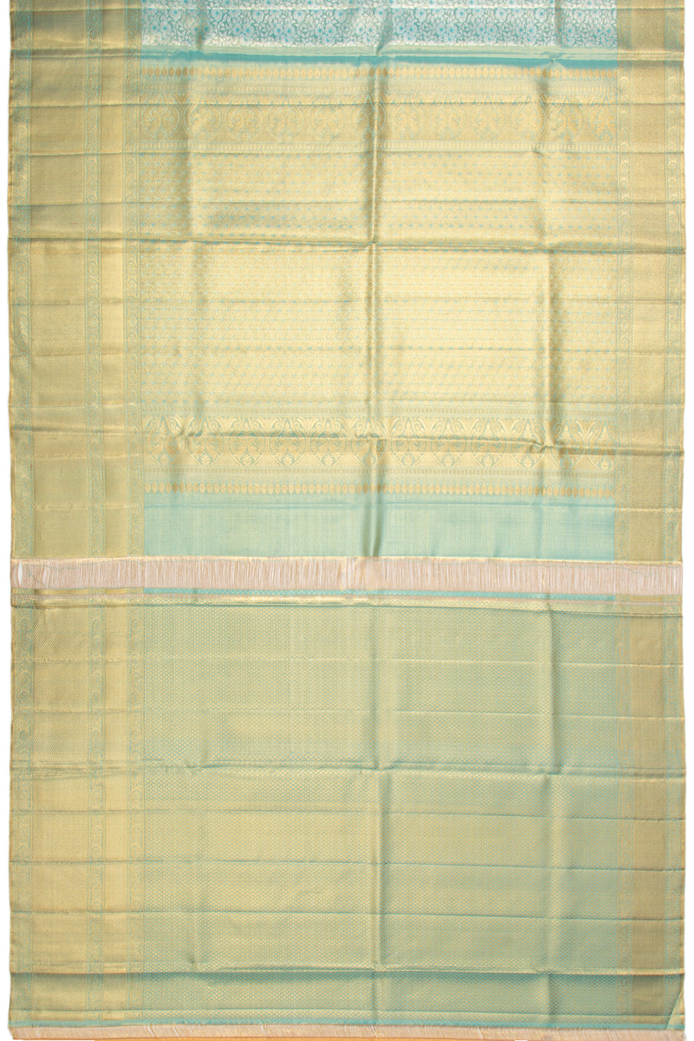 Kanchipuram Silk Tissue Brocade Sky Blue Saree