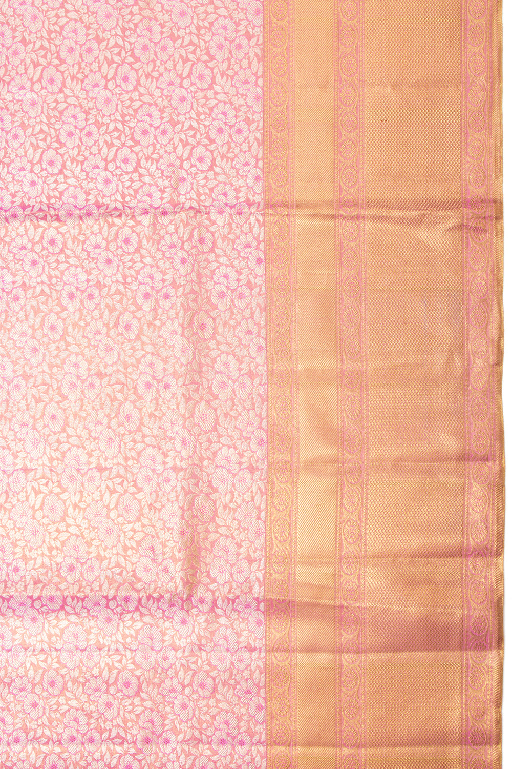 Kanchipuram Silk Tissue Brocade Pink Saree