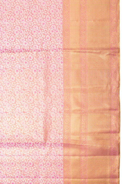 Kanchipuram Silk Tissue Brocade Pink Saree