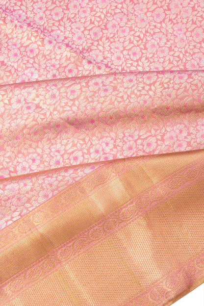 Kanchipuram Silk Tissue Brocade Pink Saree