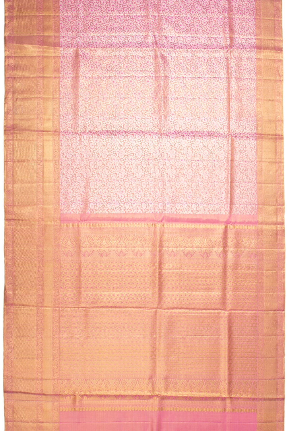Kanchipuram Silk Tissue Brocade Pink Saree