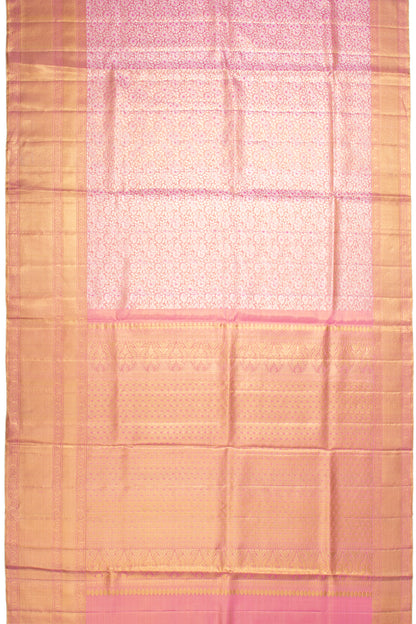 Kanchipuram Silk Tissue Brocade Pink Saree