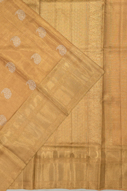 Kanchipuram Silk Tissue Butta Pastel Orange Saree