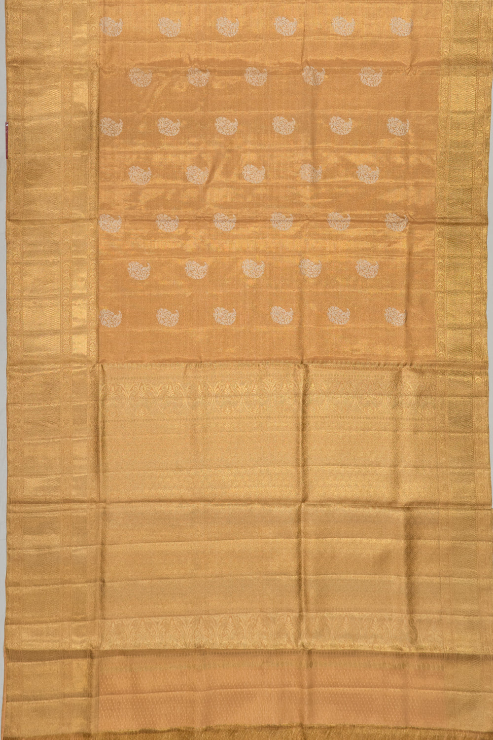 Kanchipuram Silk Tissue Butta Pastel Orange Saree