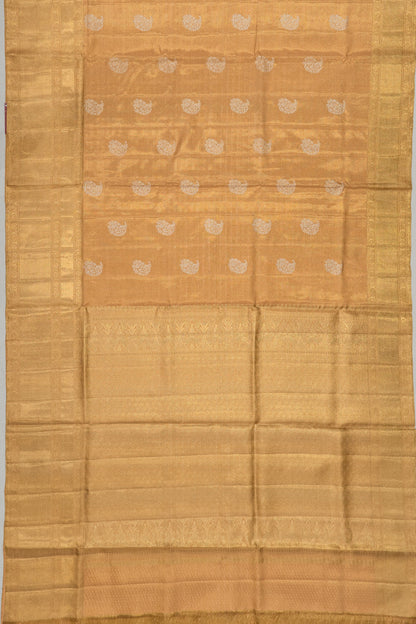 Kanchipuram Silk Tissue Butta Pastel Orange Saree
