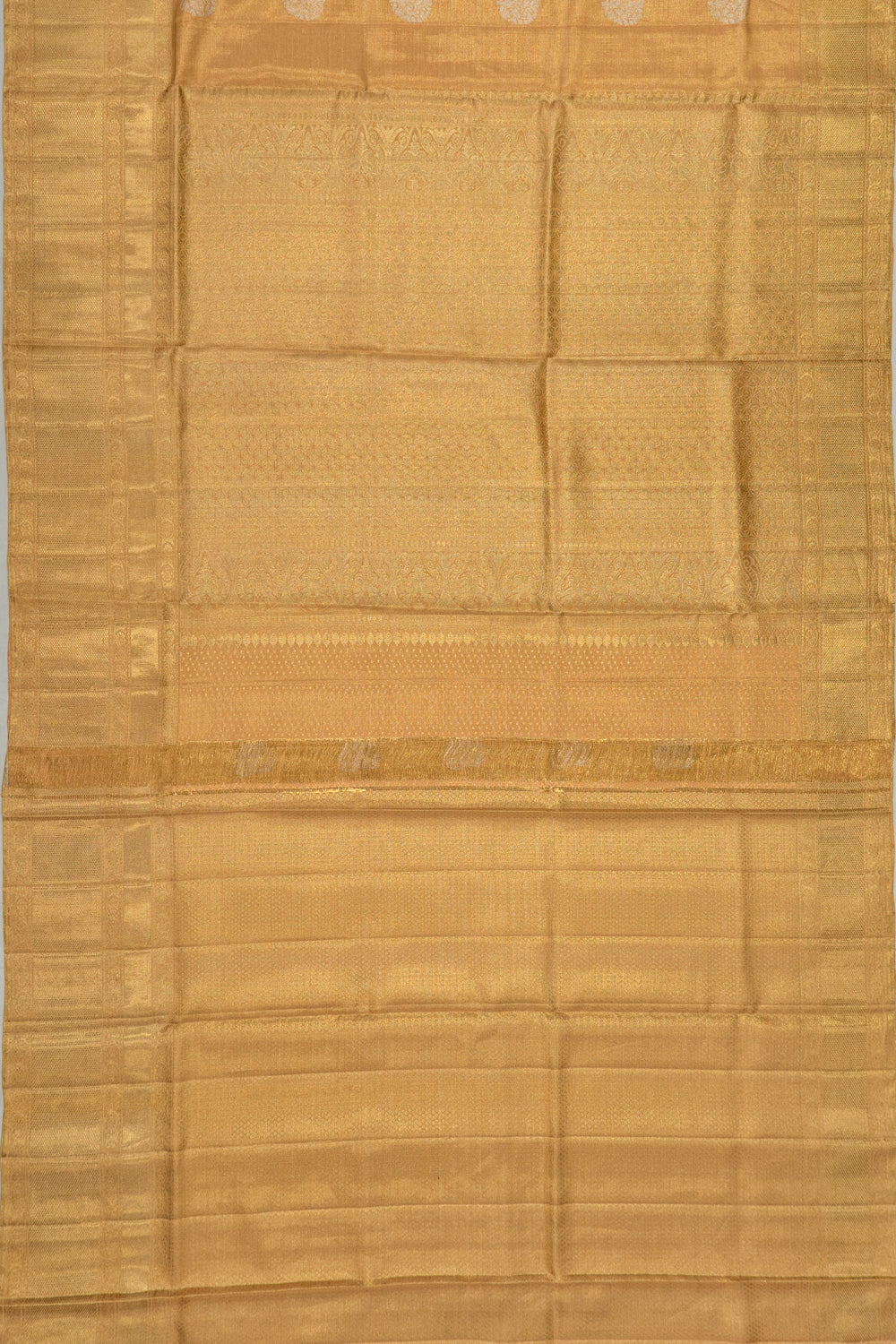Kanchipuram Silk Tissue Butta Pastel Orange Saree