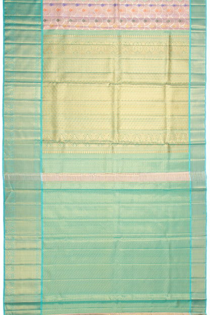 Kanchipuram Silk Tissue Brocade Peach Saree