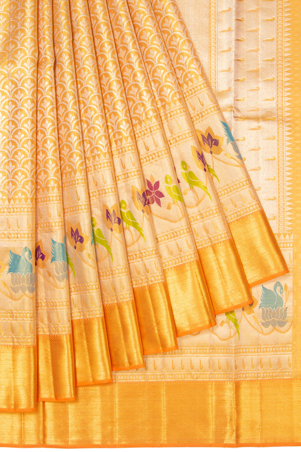 Kanchipuram Silk Tissue Brocade Gold Saree