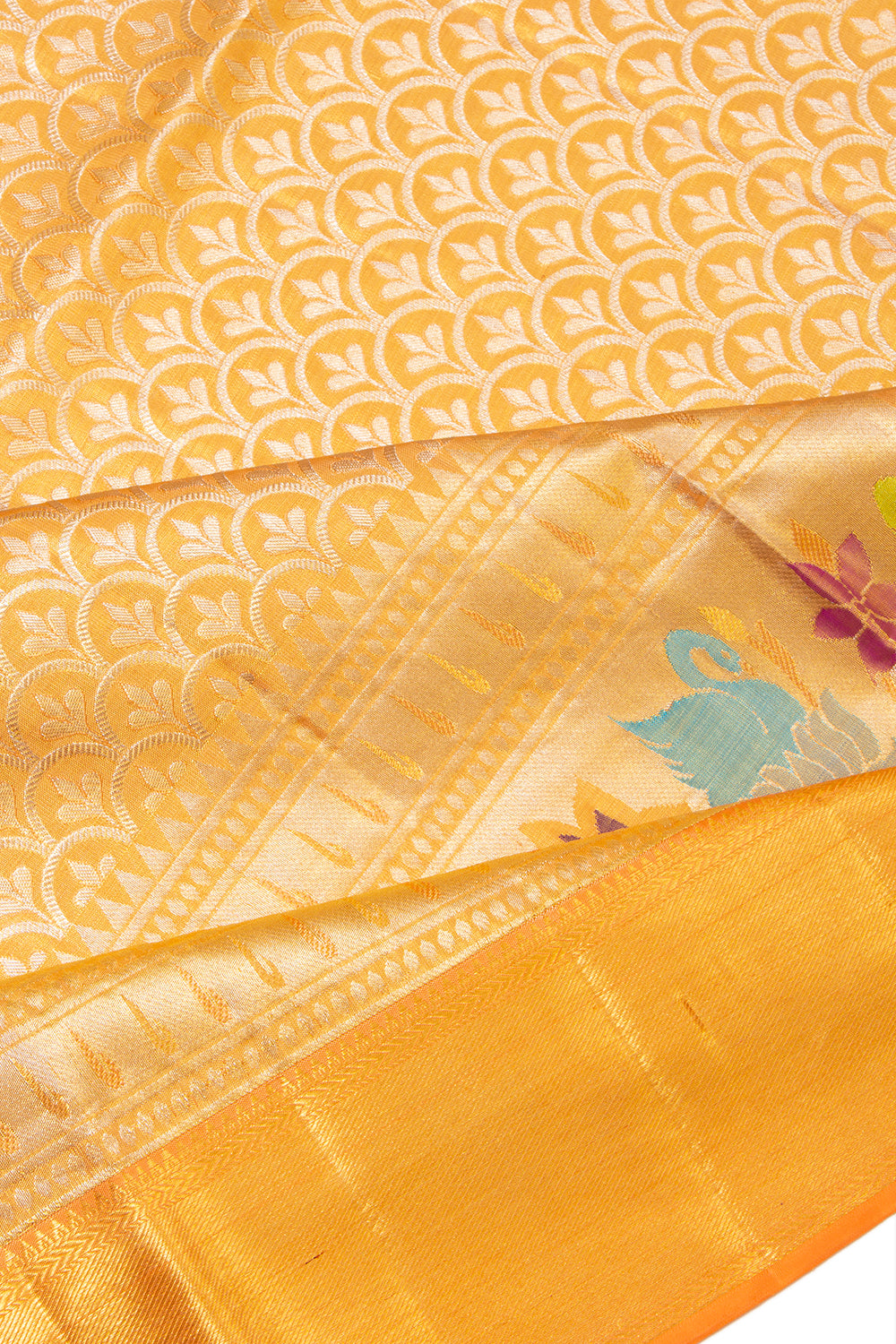 Kanchipuram Silk Tissue Brocade Gold Saree