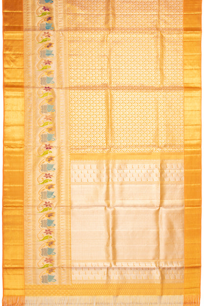 Kanchipuram Silk Tissue Brocade Gold Saree