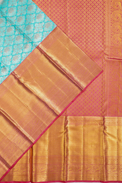 Kanchipuram Silk Brocade Sky Blue Saree