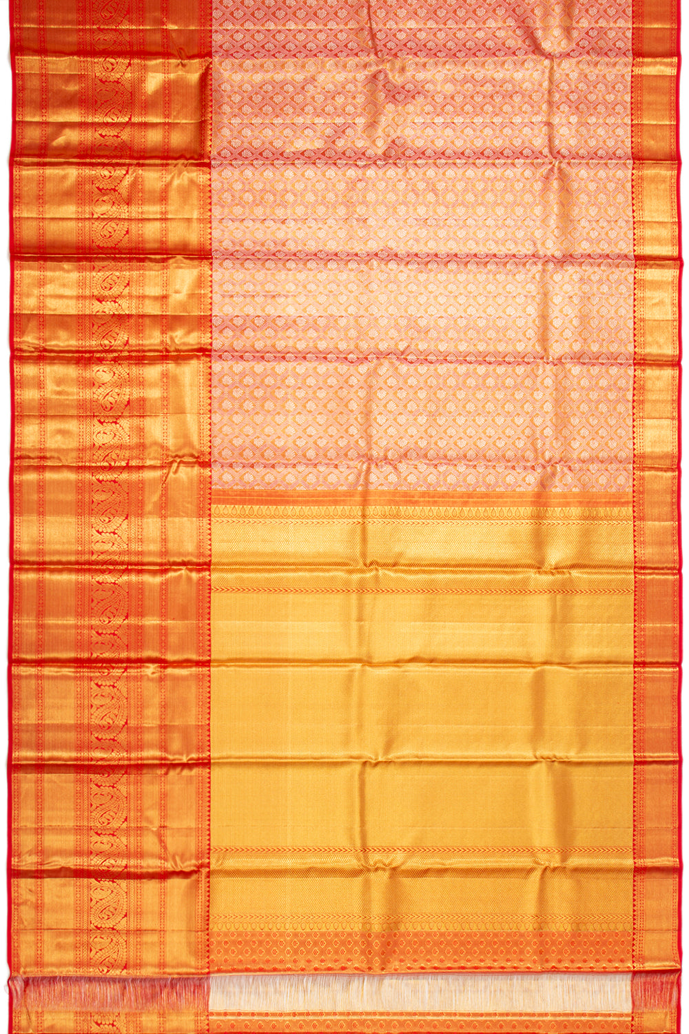 Kanchipuram Silk Tissue Brocade Orange Saree