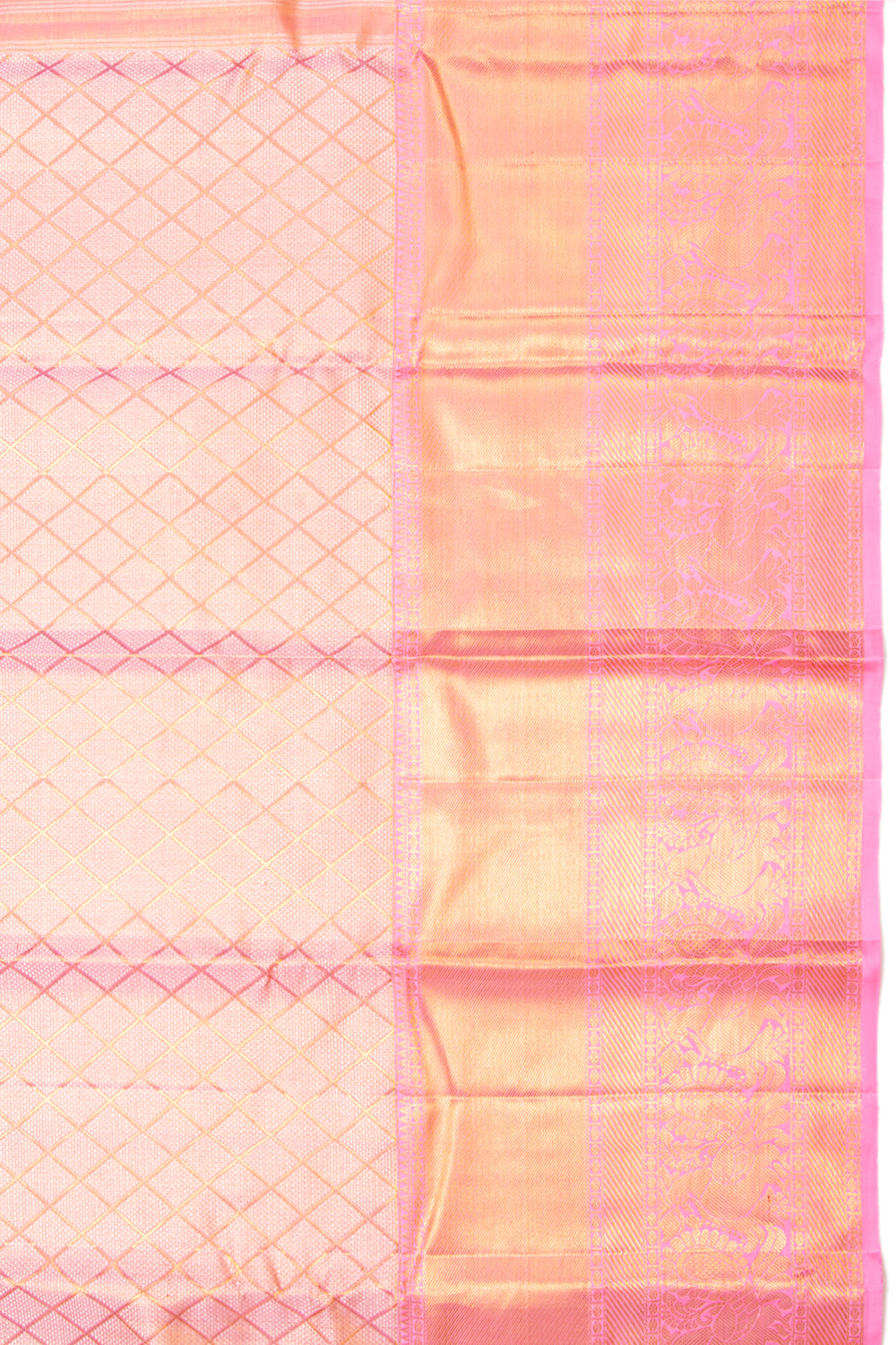 Kanchipuram Silk Tissue Brocade Baby Pink Saree
