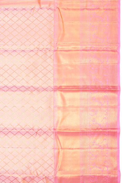 Kanchipuram Silk Tissue Brocade Baby Pink Saree