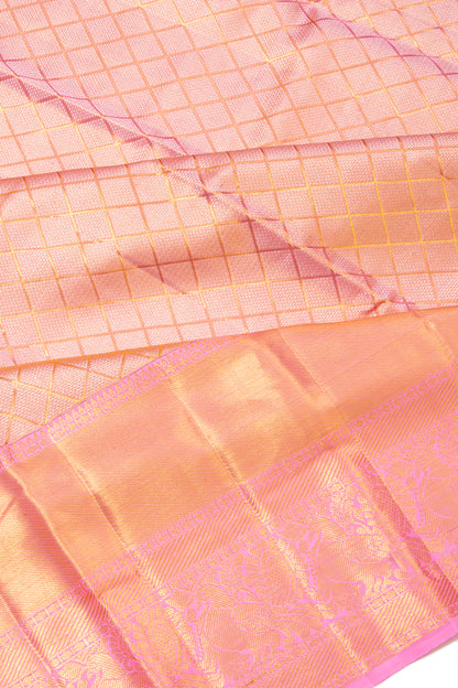 Kanchipuram Silk Tissue Brocade Baby Pink Saree
